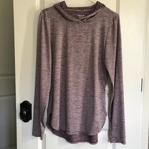 Reebok hooded yoga top with thumb holes. S/CH/P.  Runs long.